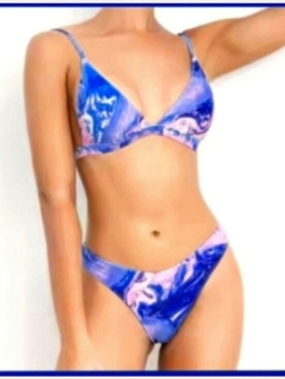 Blue & Pink Marble Bikini Set, Large SHEIN SUMMER SWIMSUIT